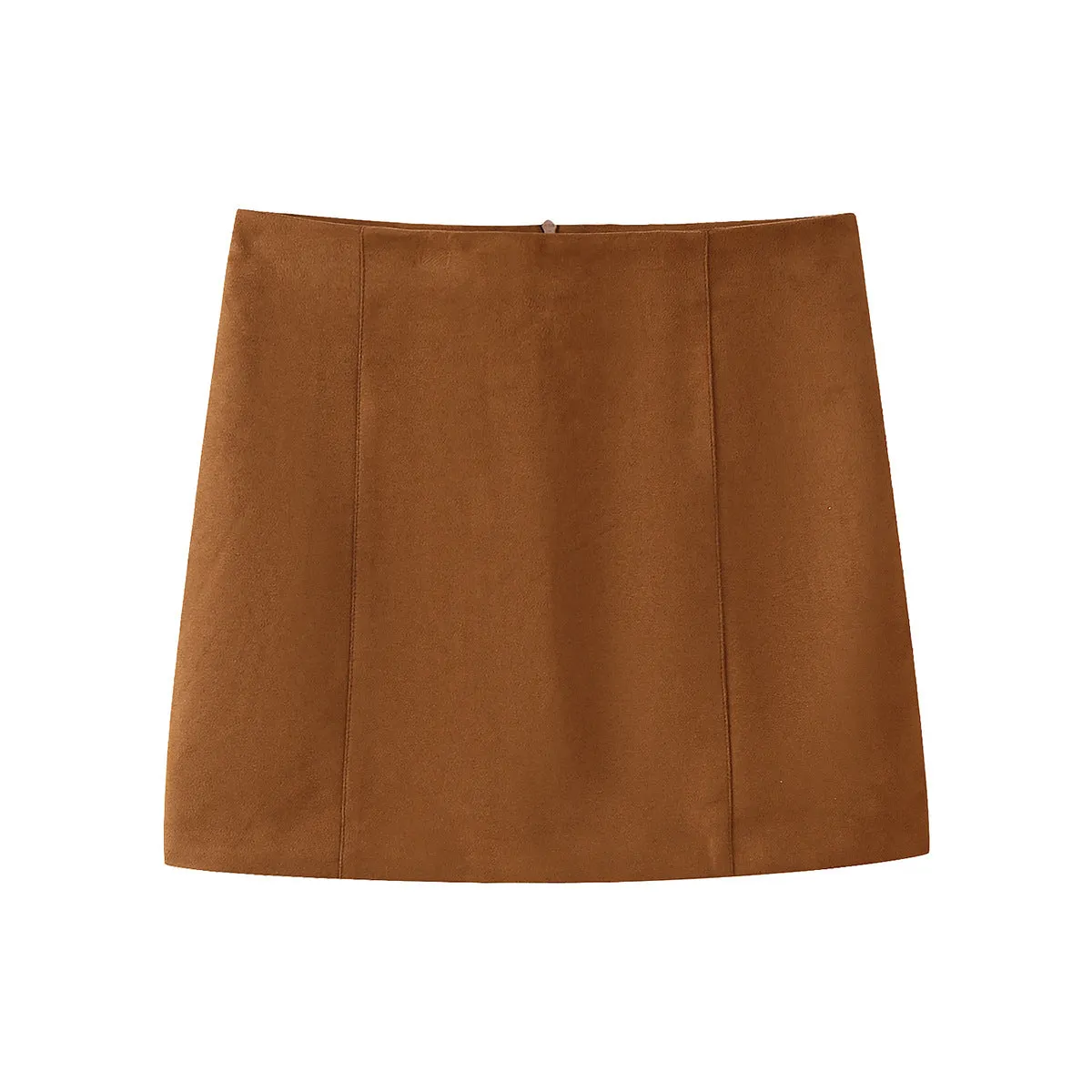 Pre Order: Brown Suede Jacket   Short Skirt Set