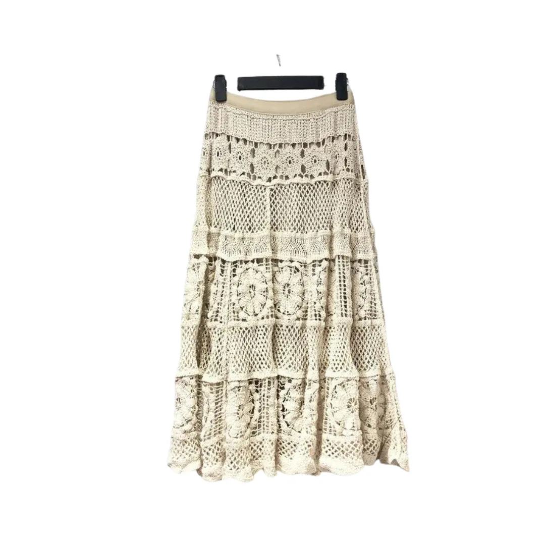 Pre Order:  Retro Lace Crochet A-Line Midi Skirt