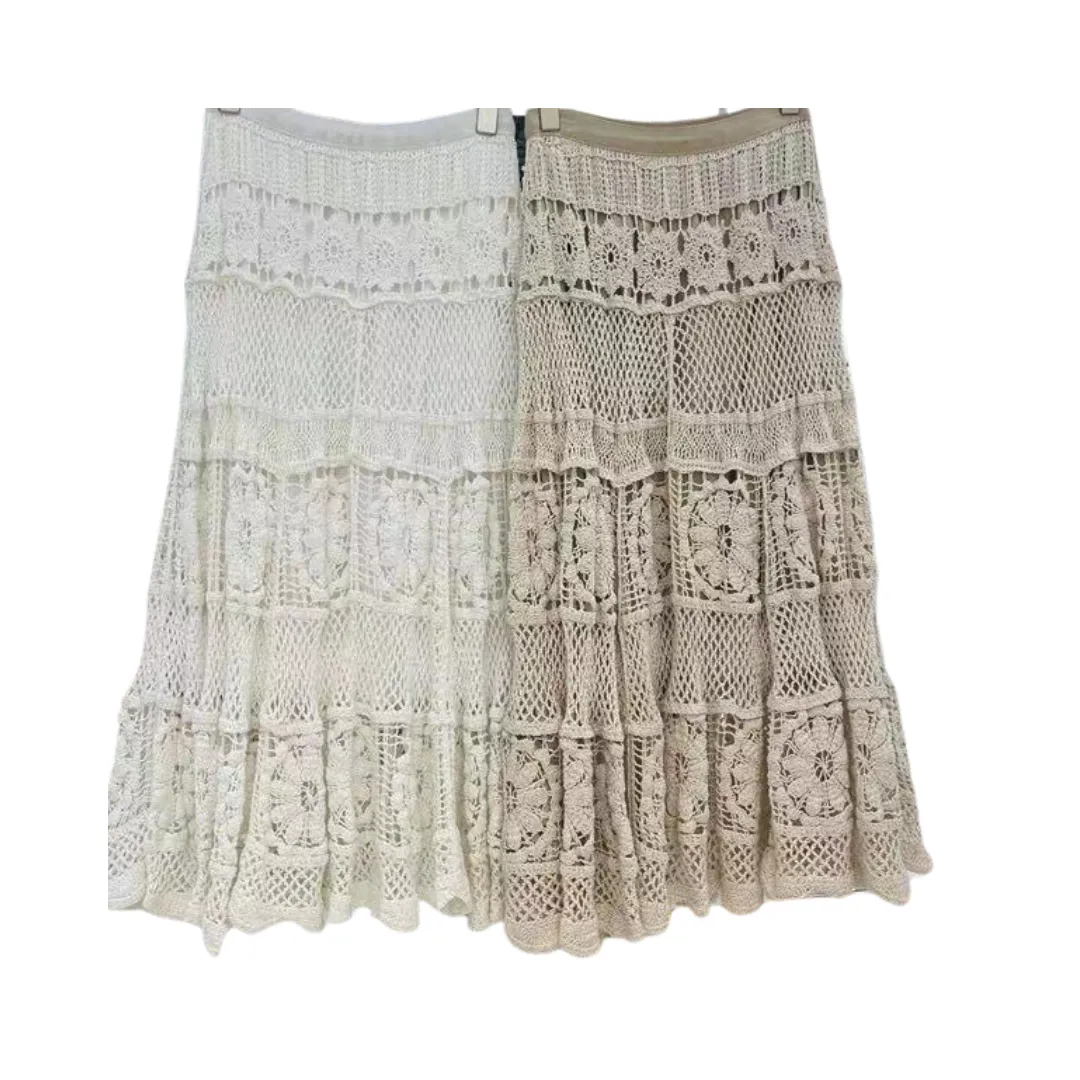 Pre Order:  Retro Lace Crochet A-Line Midi Skirt