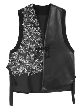 Pre Order:  Splicing PU Leather Vest