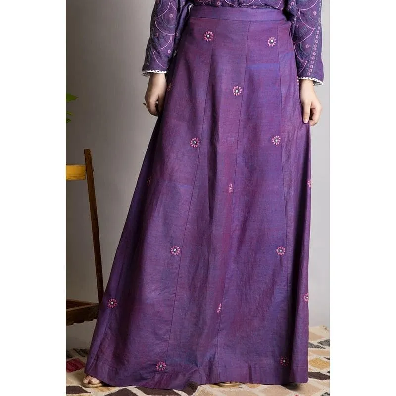 Purple Khadi Chikankari Top Set