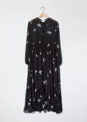 "Mahonia" Print Chiffon Silk Dress