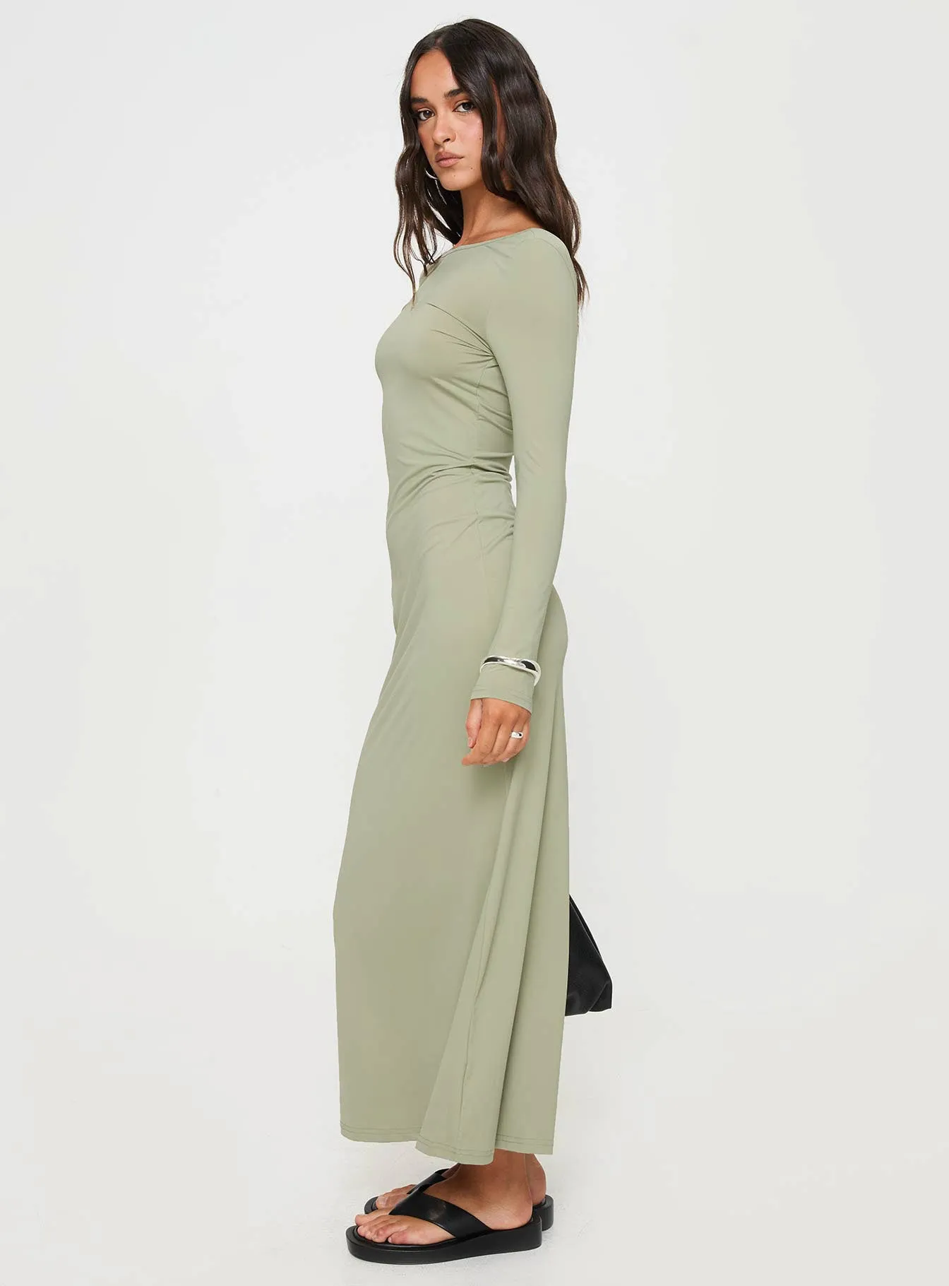 Rain Fire Long Sleeve Maxi Dress Sage