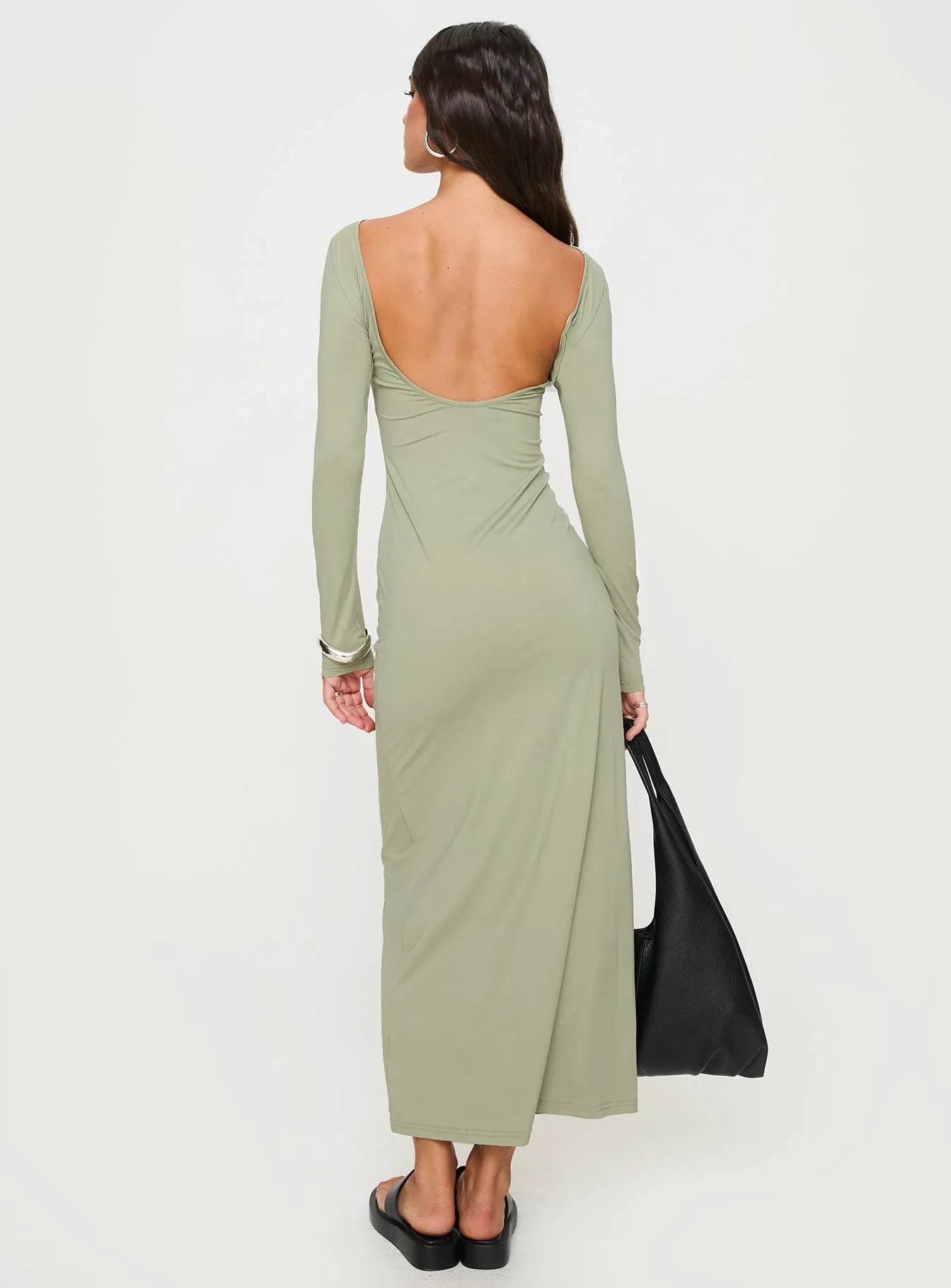 Rain Fire Long Sleeve Maxi Dress Sage