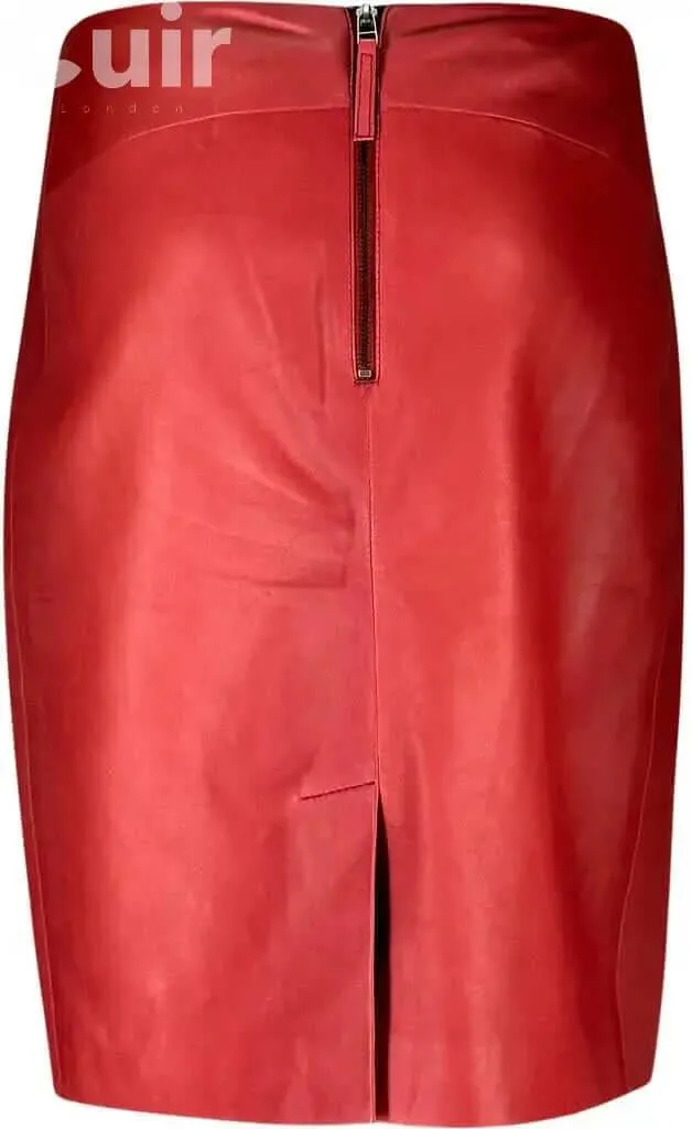 Red Lamb Gloving Leather Skirt | Luxurious Elegance