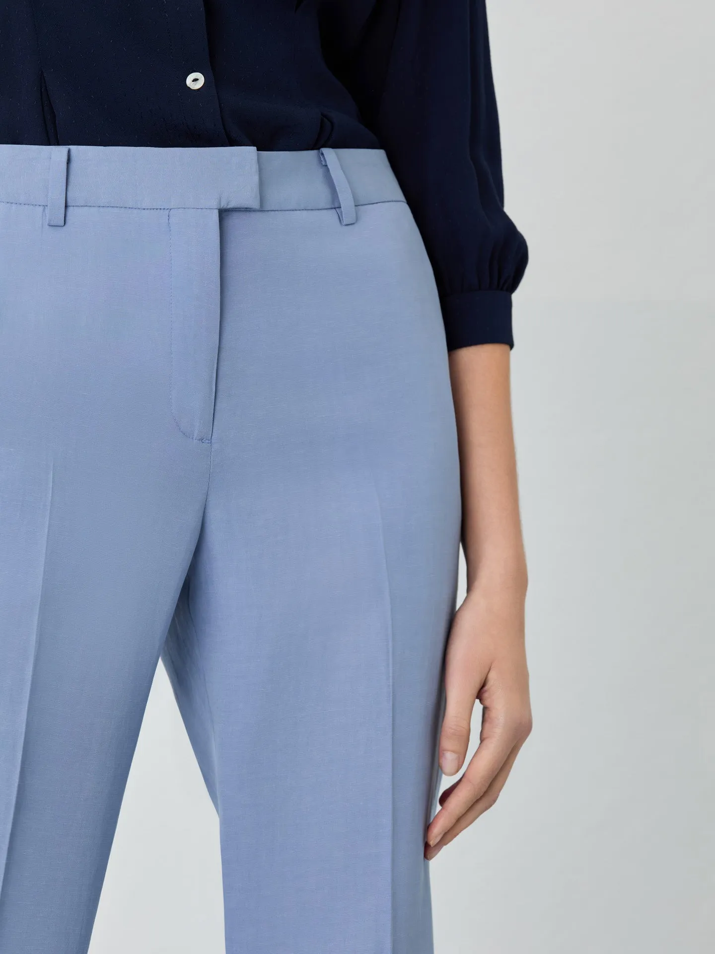 Regular Fit Suit Trousers In Tencel Linen Blend