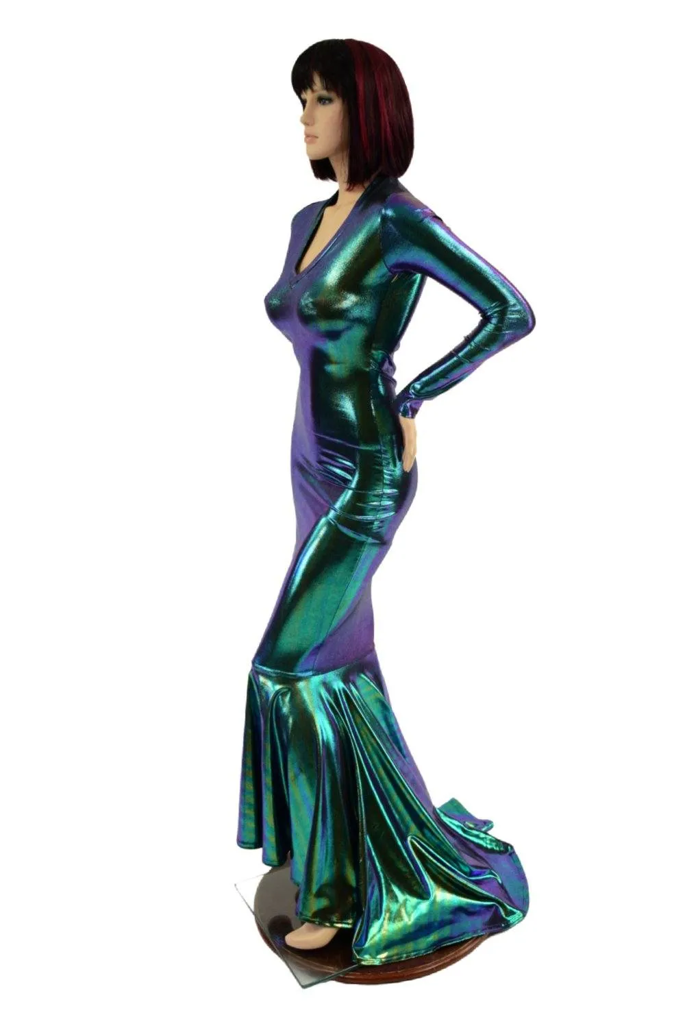 Scarab Holographic Puddle Train Gown