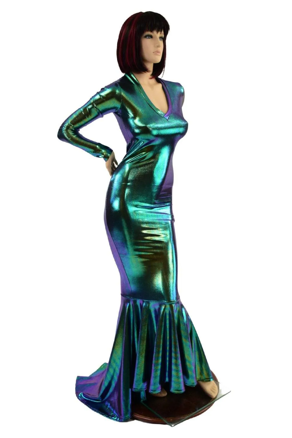 Scarab Holographic Puddle Train Gown