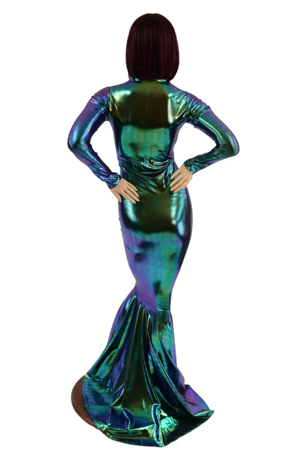 Scarab Holographic Puddle Train Gown