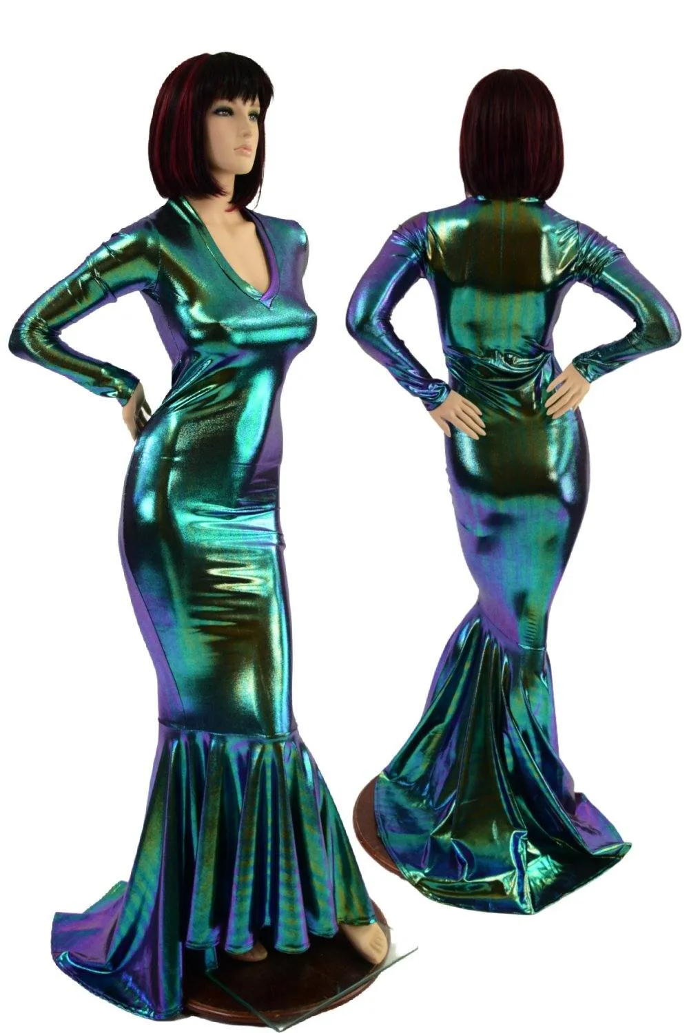 Scarab Holographic Puddle Train Gown