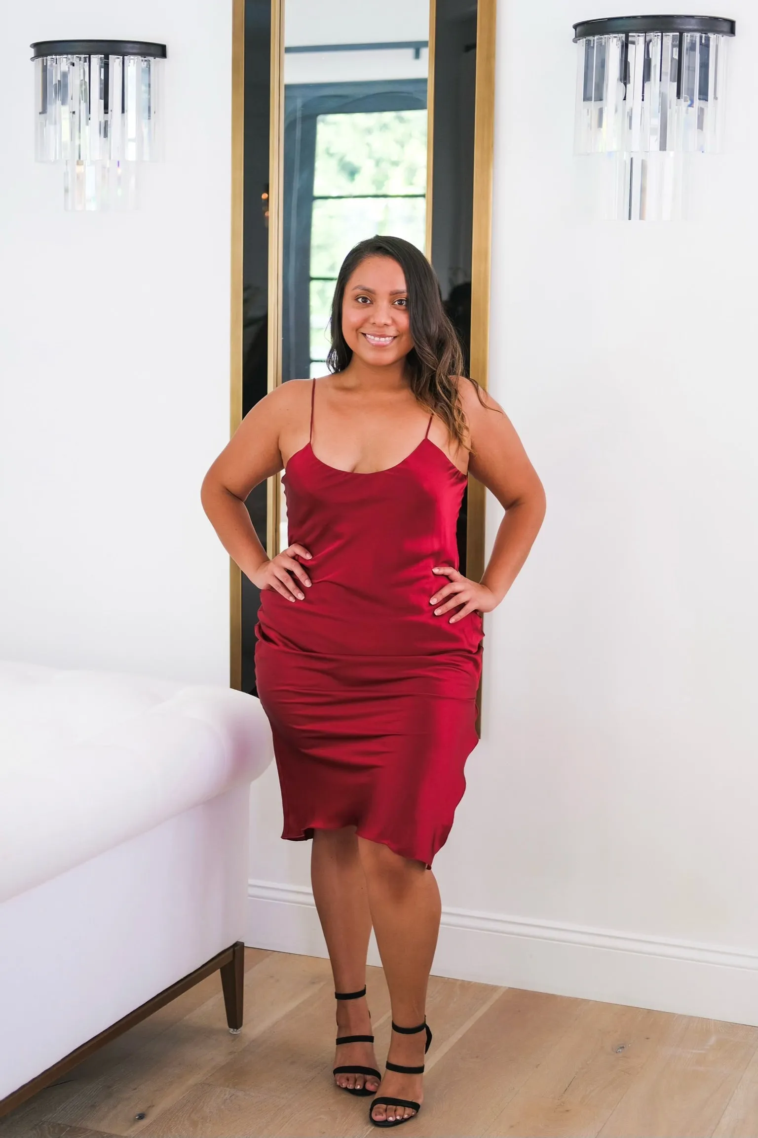 Scarlet Silk Cami Dress - Burgundy