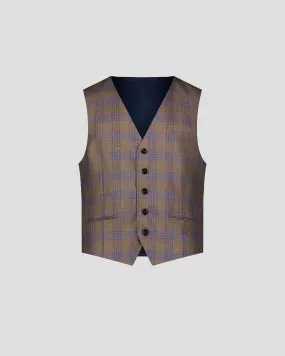 SG Single Breasted Vest - Khaki   Orange Plaid