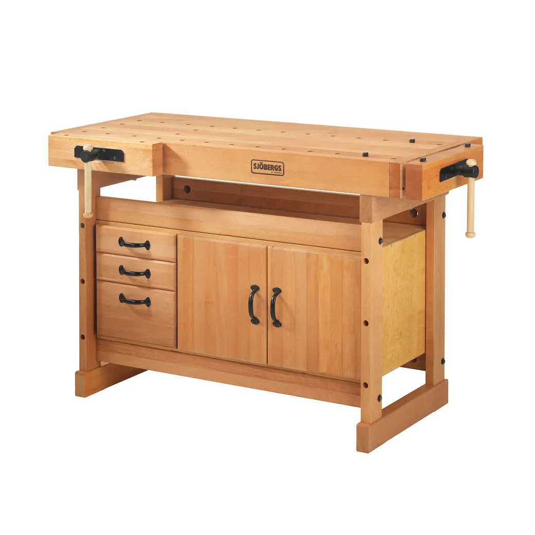 Sjöbergs European Beech Nordic Pro 1400  with Storage Cabinet 56" x 24" x 1-1/8" Thick Top (DCE)