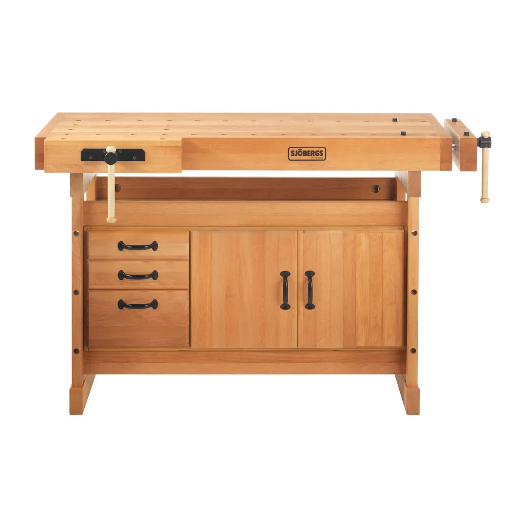 Sjöbergs European Beech Nordic Pro 1400  with Storage Cabinet 56" x 24" x 1-1/8" Thick Top (DCE)