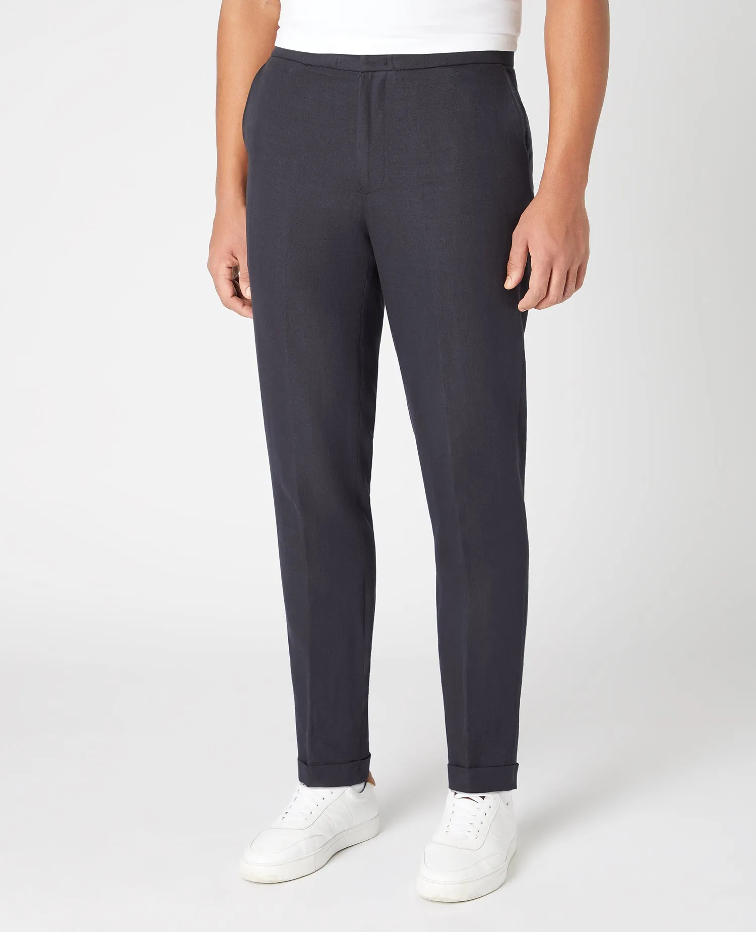 Slim Fit Linen-Blend Trousers