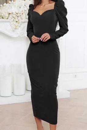 Solid Color Long-sleeved Prom Dress