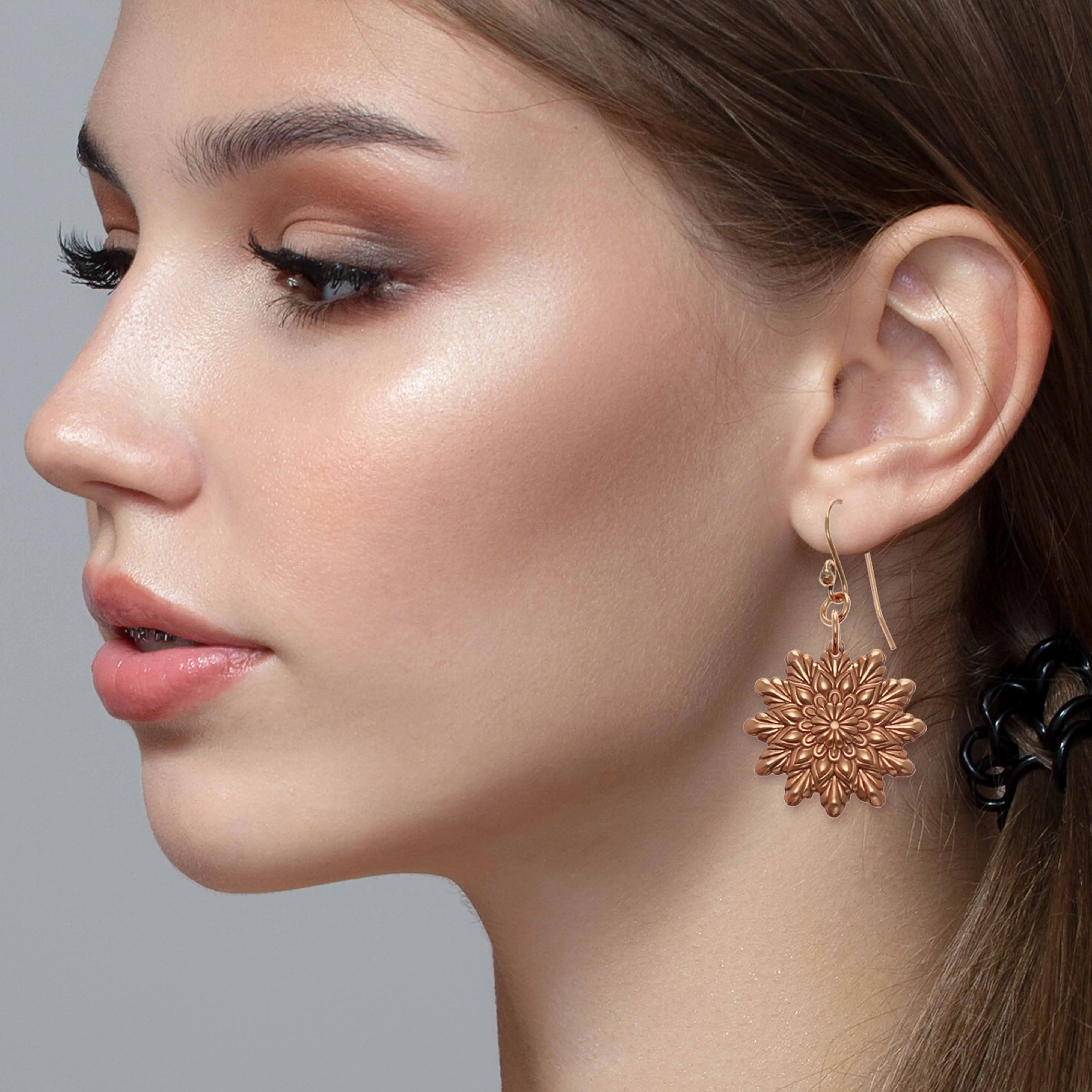 Starburst Mandala Copper Earrings