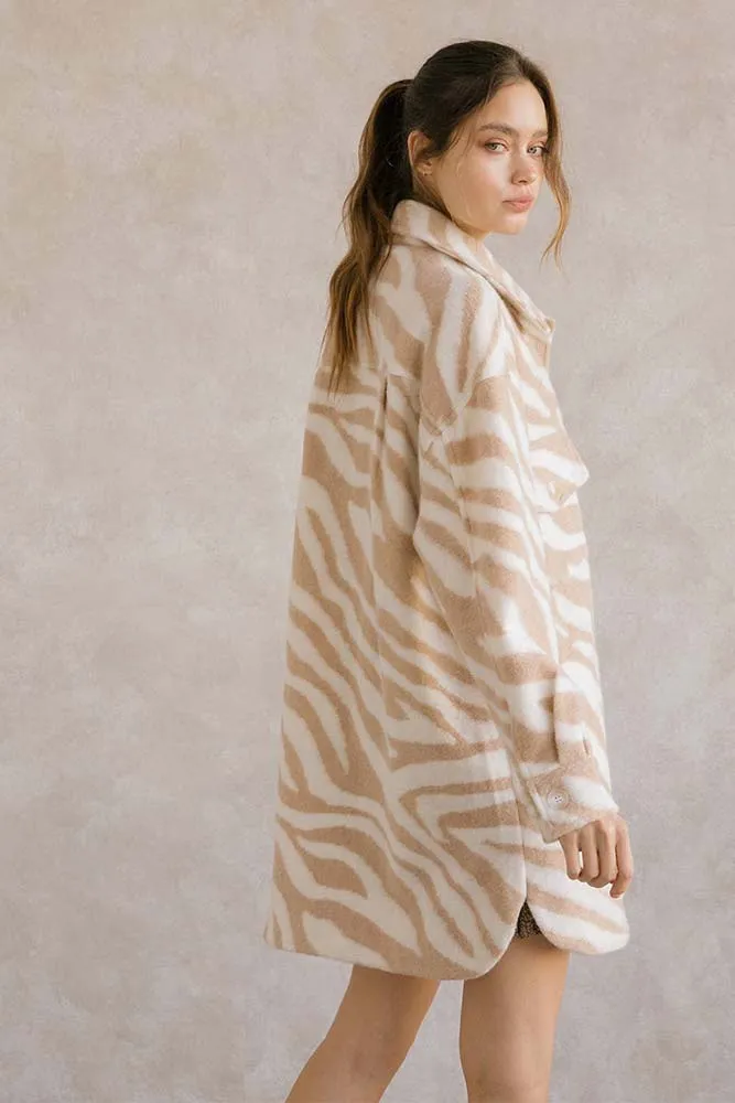 Storia Zebra Print Long Body Coat