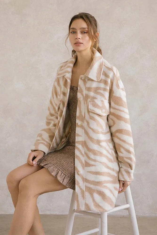 Storia Zebra Print Long Body Coat