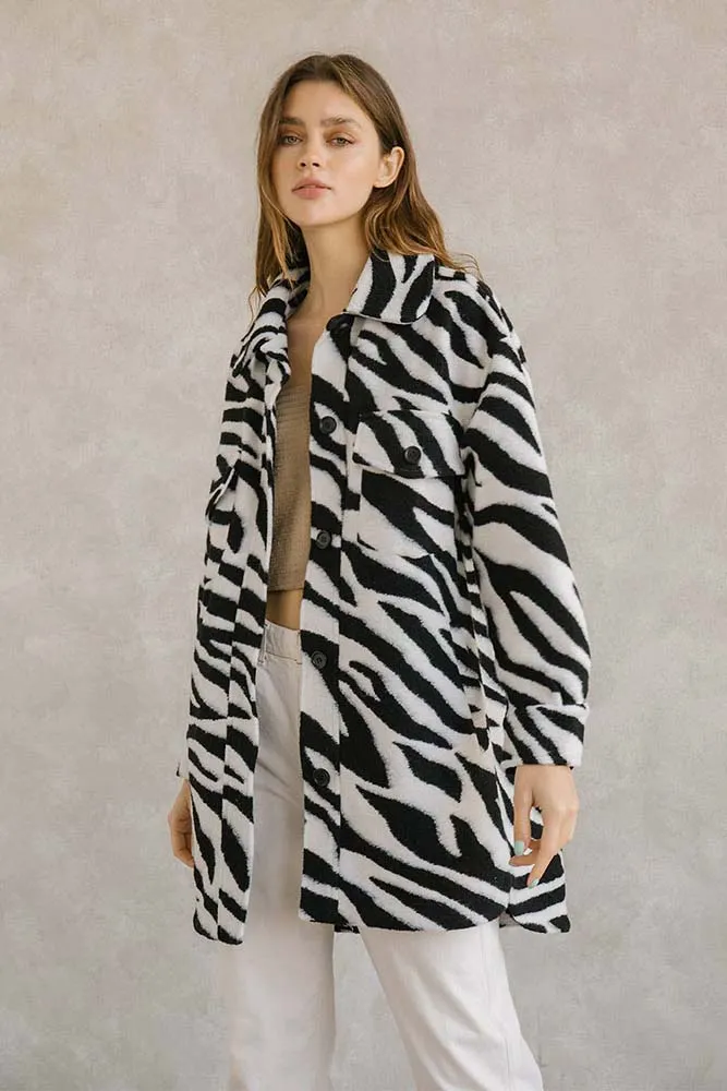 Storia Zebra Print Long Body Coat