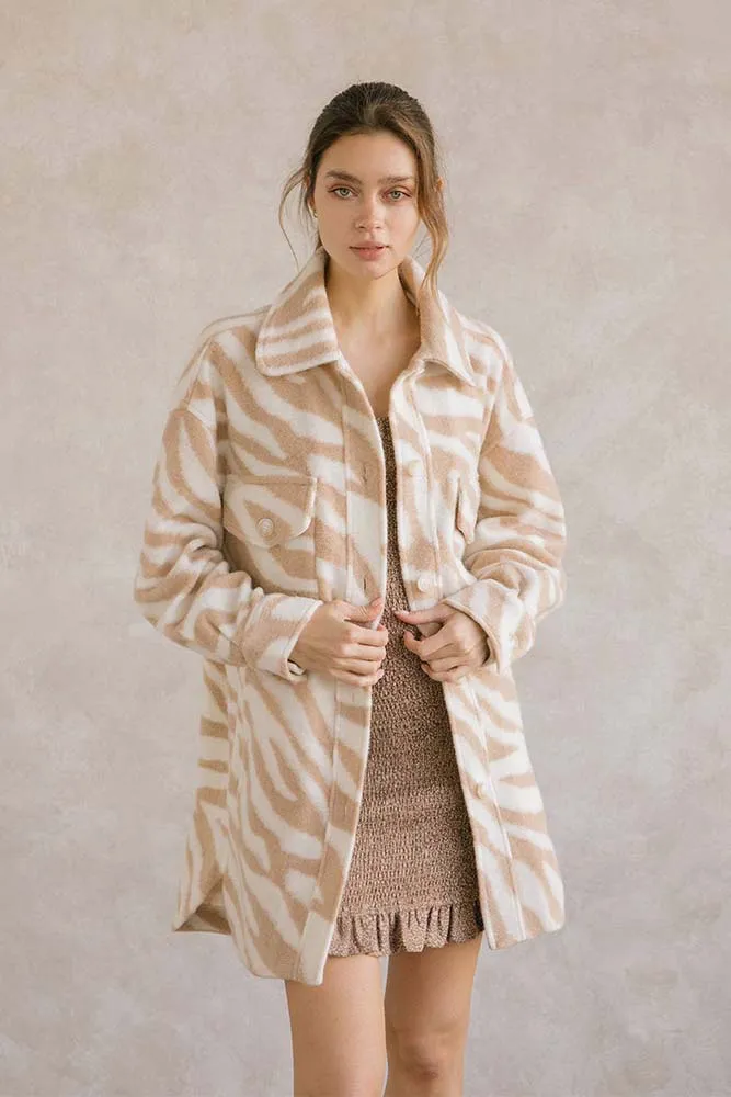 Storia Zebra Print Long Body Coat