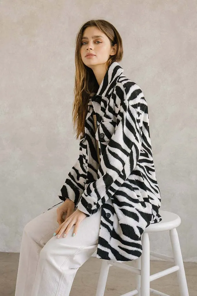 Storia Zebra Print Long Body Coat