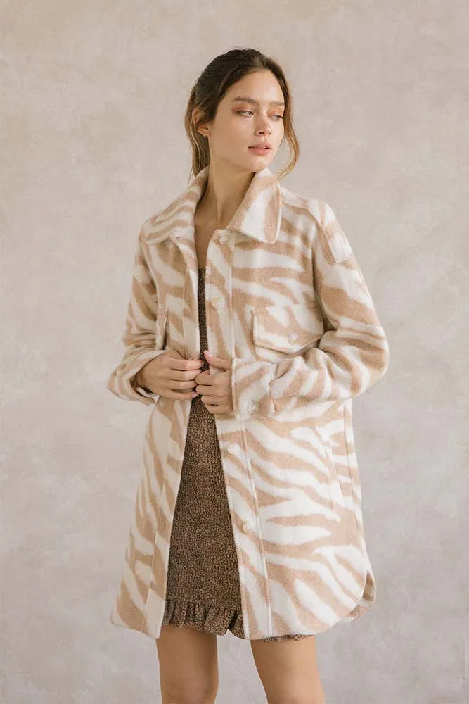 Storia Zebra Print Long Body Coat