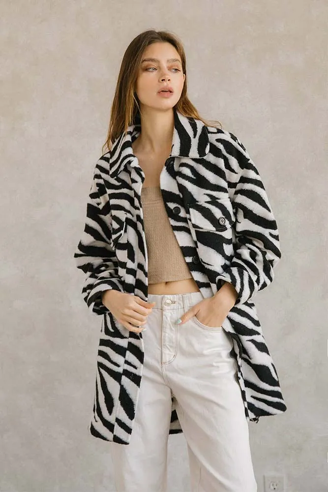 Storia Zebra Print Long Body Coat