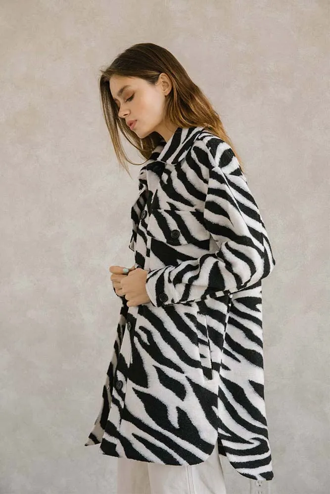 Storia Zebra Print Long Body Coat