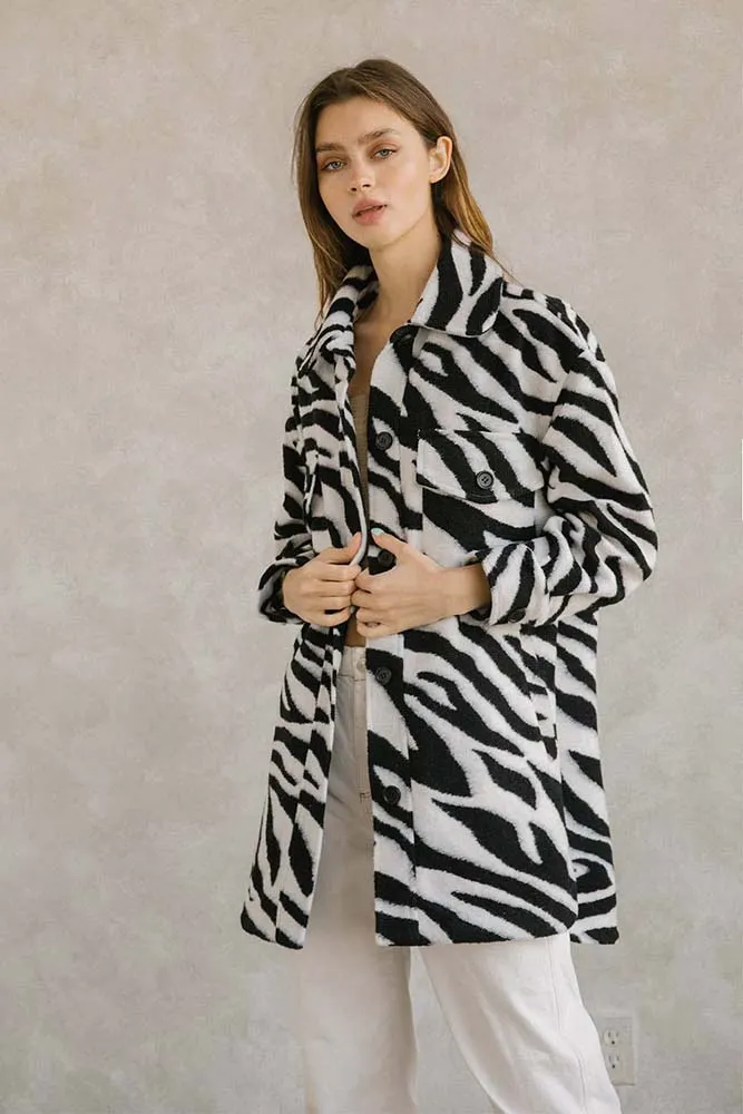 Storia Zebra Print Long Body Coat