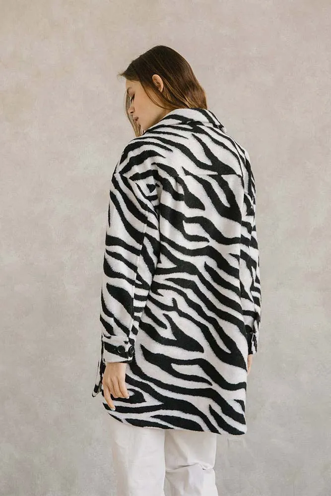 Storia Zebra Print Long Body Coat