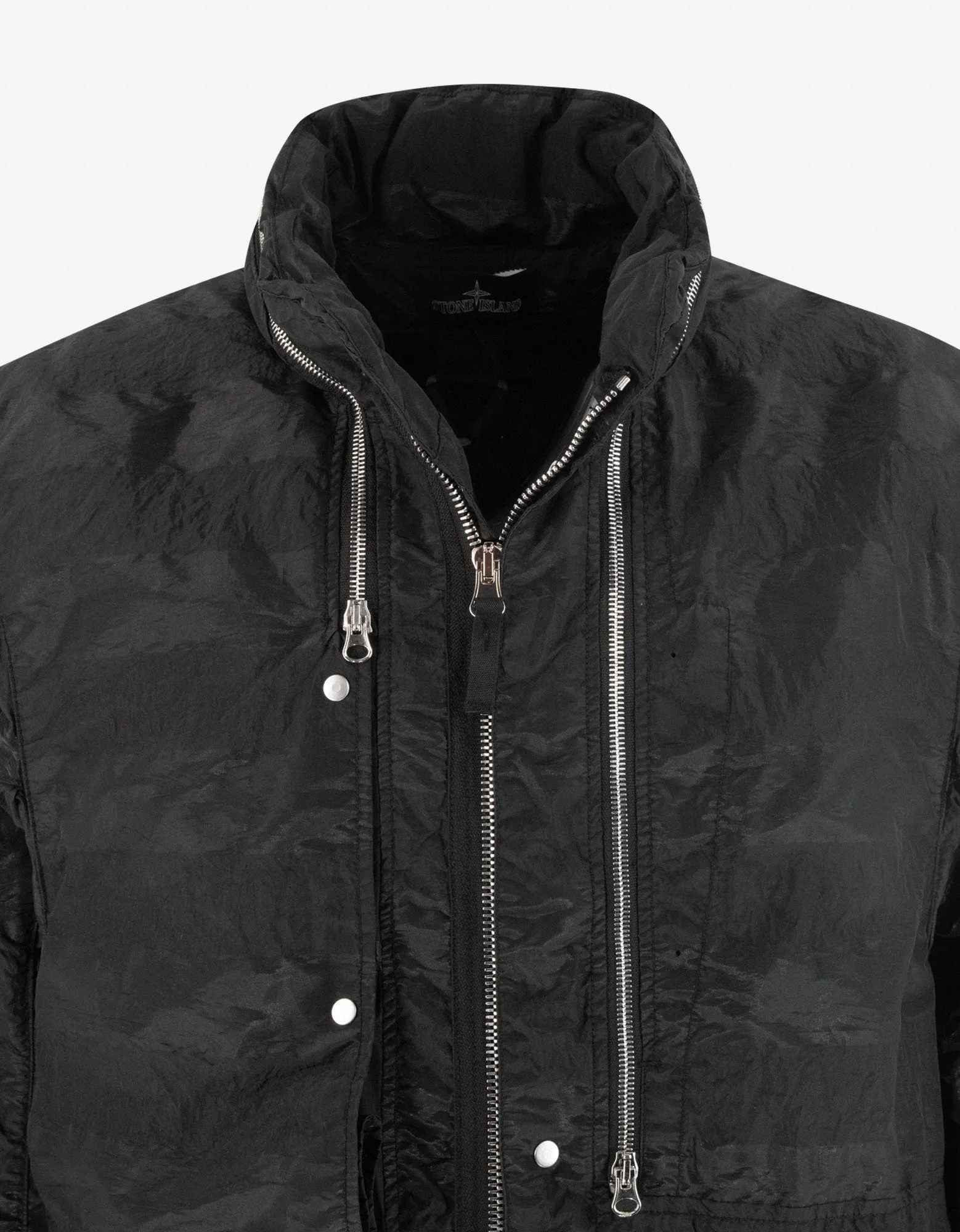 Striped Nylon Metal Black Parka