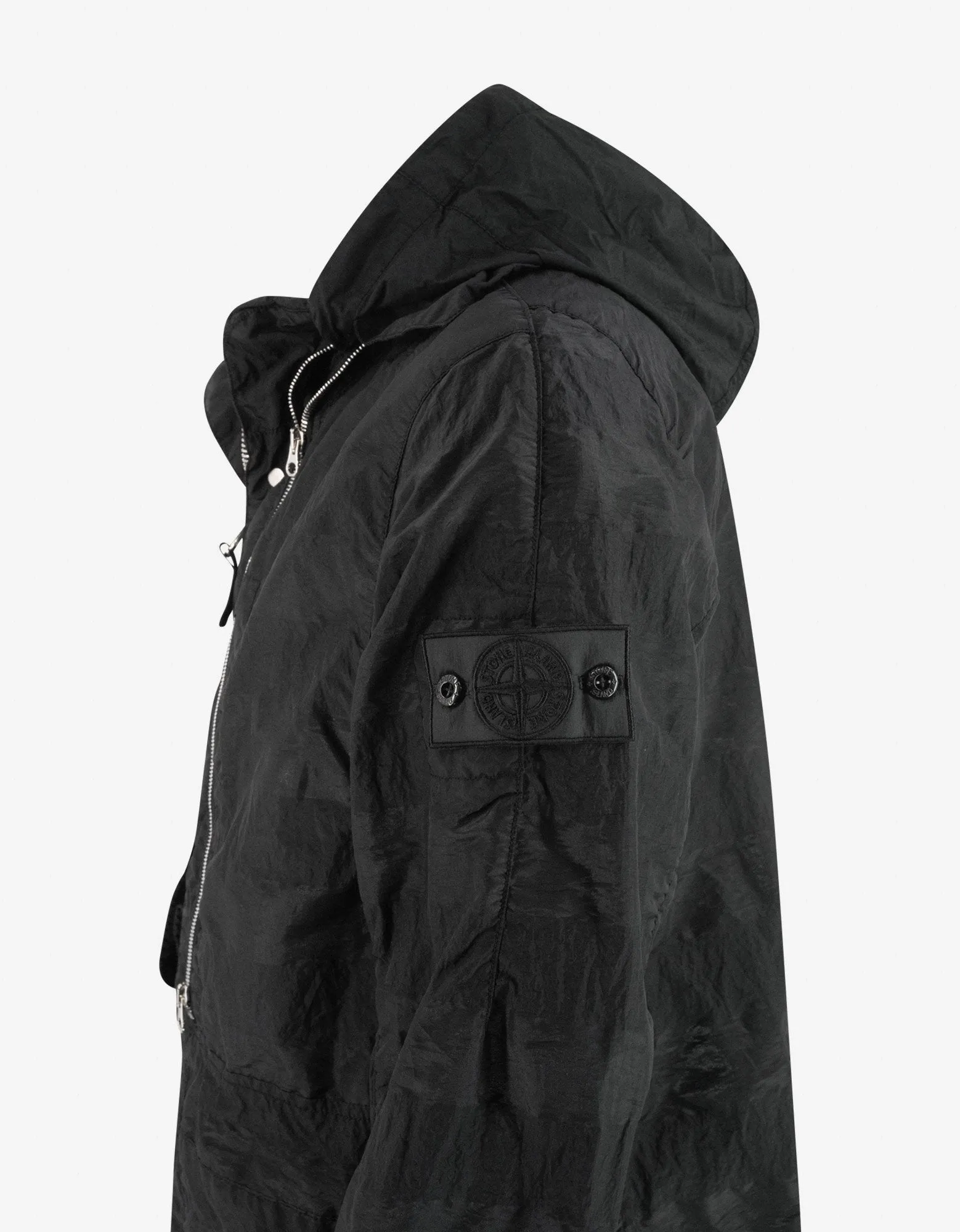 Striped Nylon Metal Black Parka