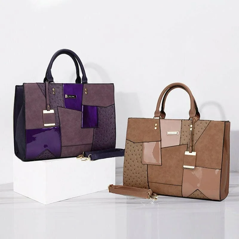 Stylish Large Capacity Handbag Set for Women in Contrasting Styles