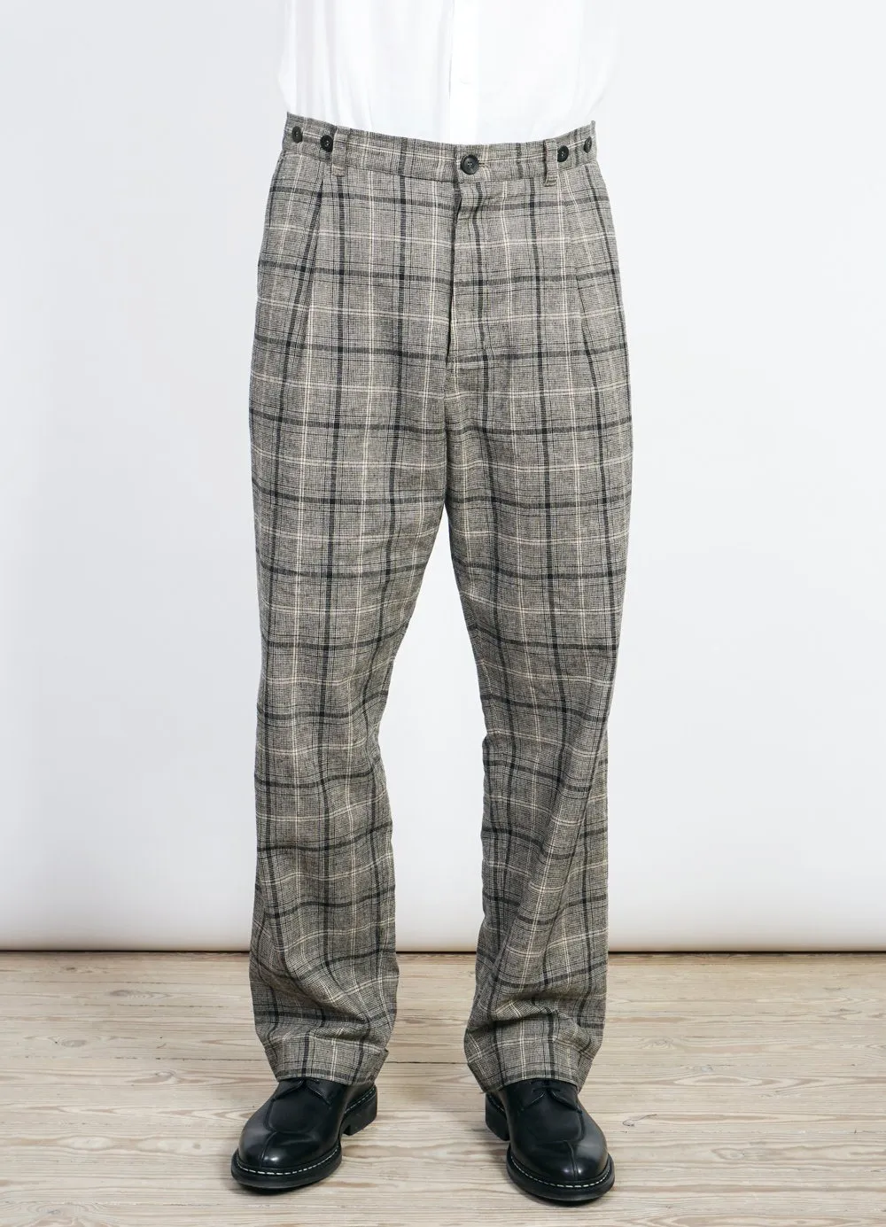 SUNE | Pleated Wide Cut Trousers | Check 1