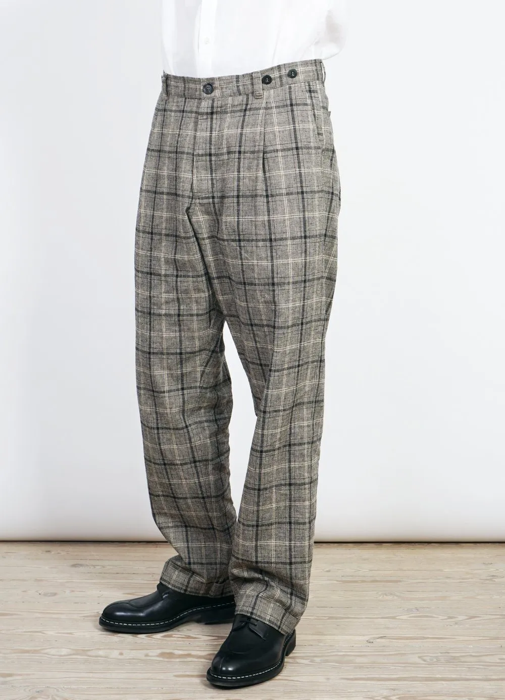 SUNE | Pleated Wide Cut Trousers | Check 1