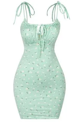 Sweet Lilly Sage Floral Bodycon Mini Dress