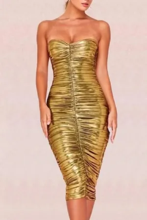 Terese Bodycon Wrap Dress - Gold