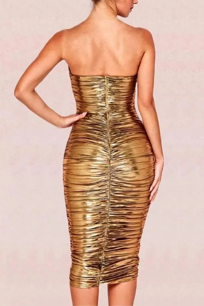 Terese Bodycon Wrap Dress - Gold