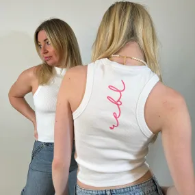 The r.e.b.l Racer's - Luxe White Racerback Vest Top