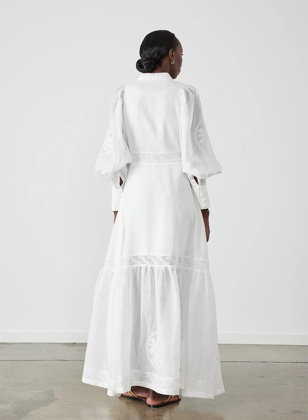 Theodora Linen Ramie Embroidery Maxi Dress | Alba