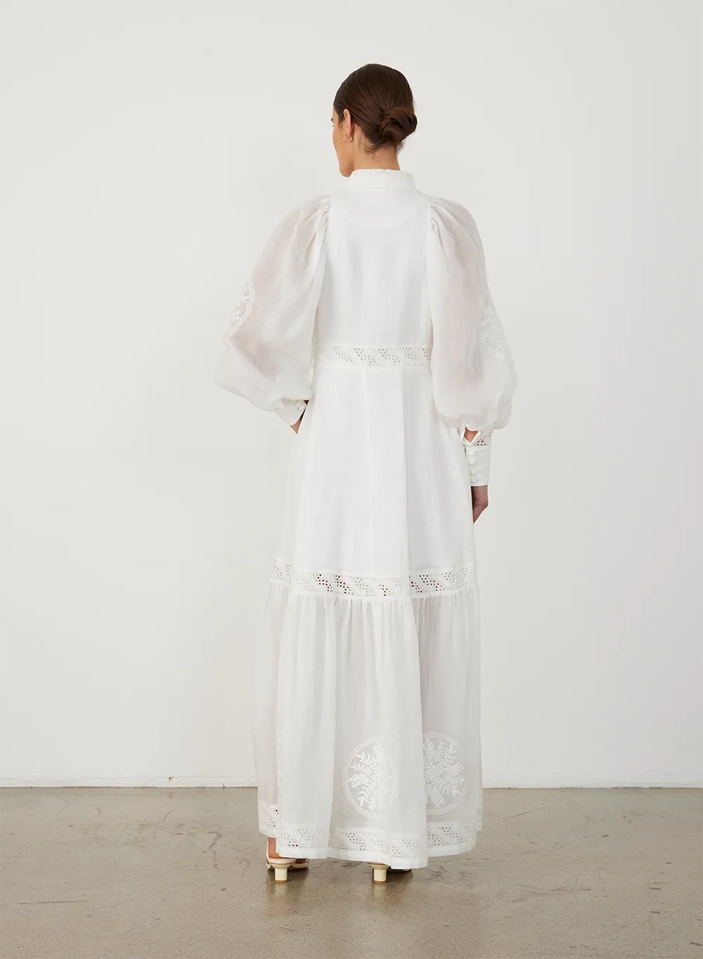 Theodora Linen Ramie Embroidery Maxi Dress | Alba