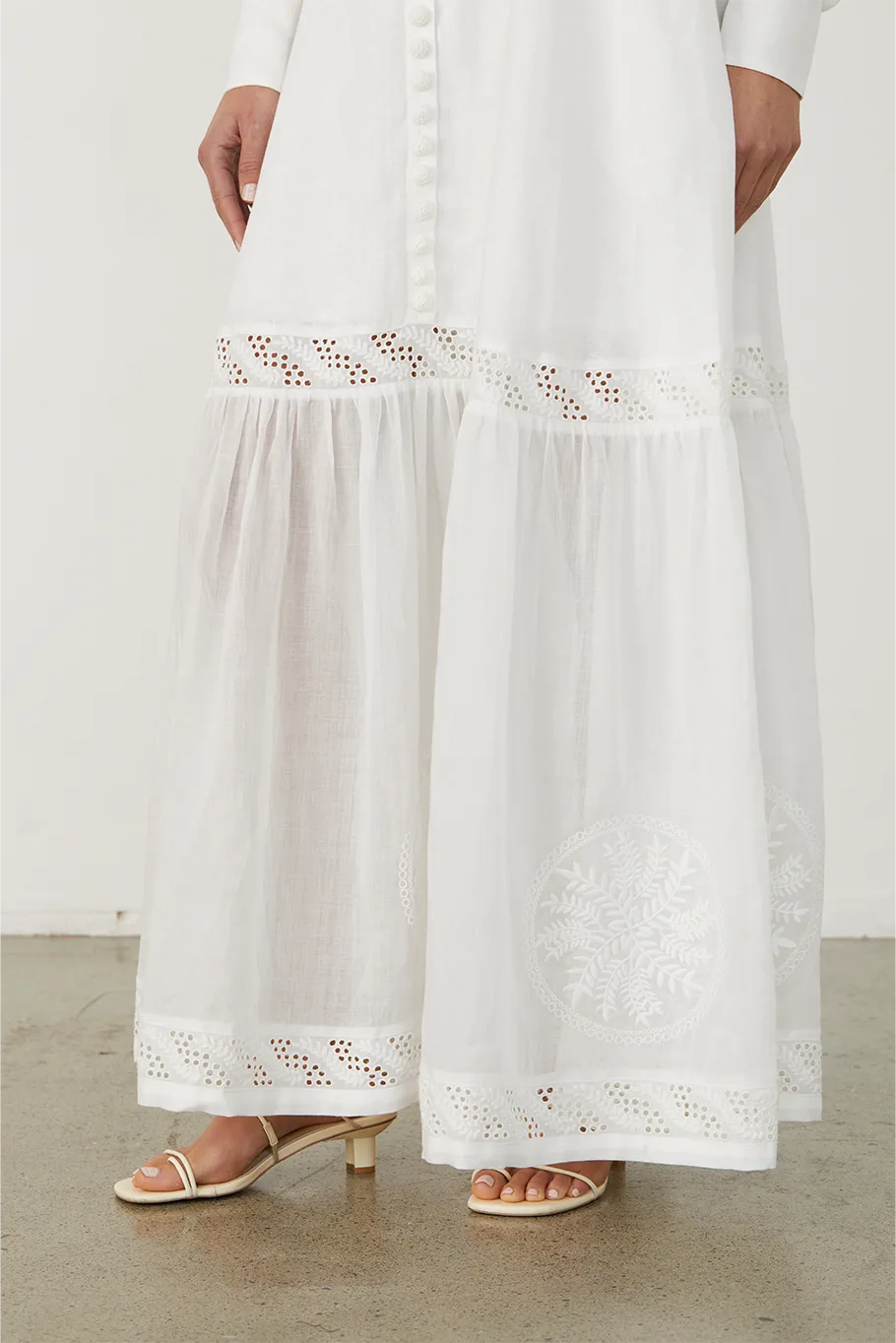 Theodora Linen Ramie Embroidery Maxi Dress | Alba