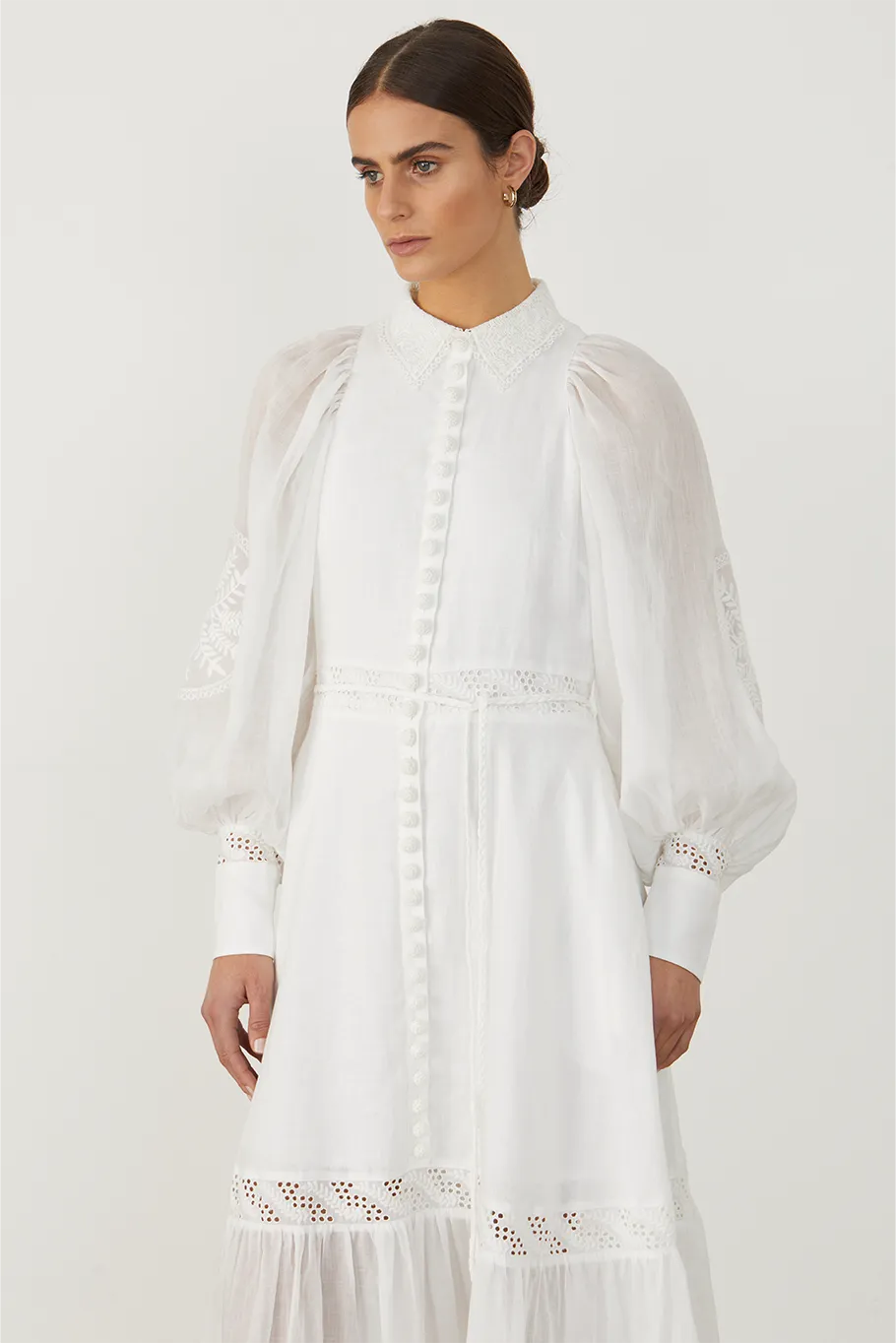 Theodora Linen Ramie Embroidery Maxi Dress | Alba