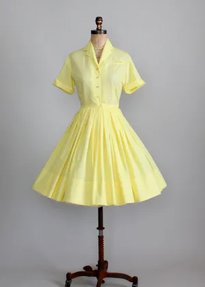 Vintage 1960s Yellow Rose Texas Shirtwasit Dress