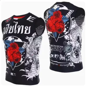 Vszap Rose VTT009 Muay Thai Boxing Dry Tech Vest Tank Top S-4XL Black