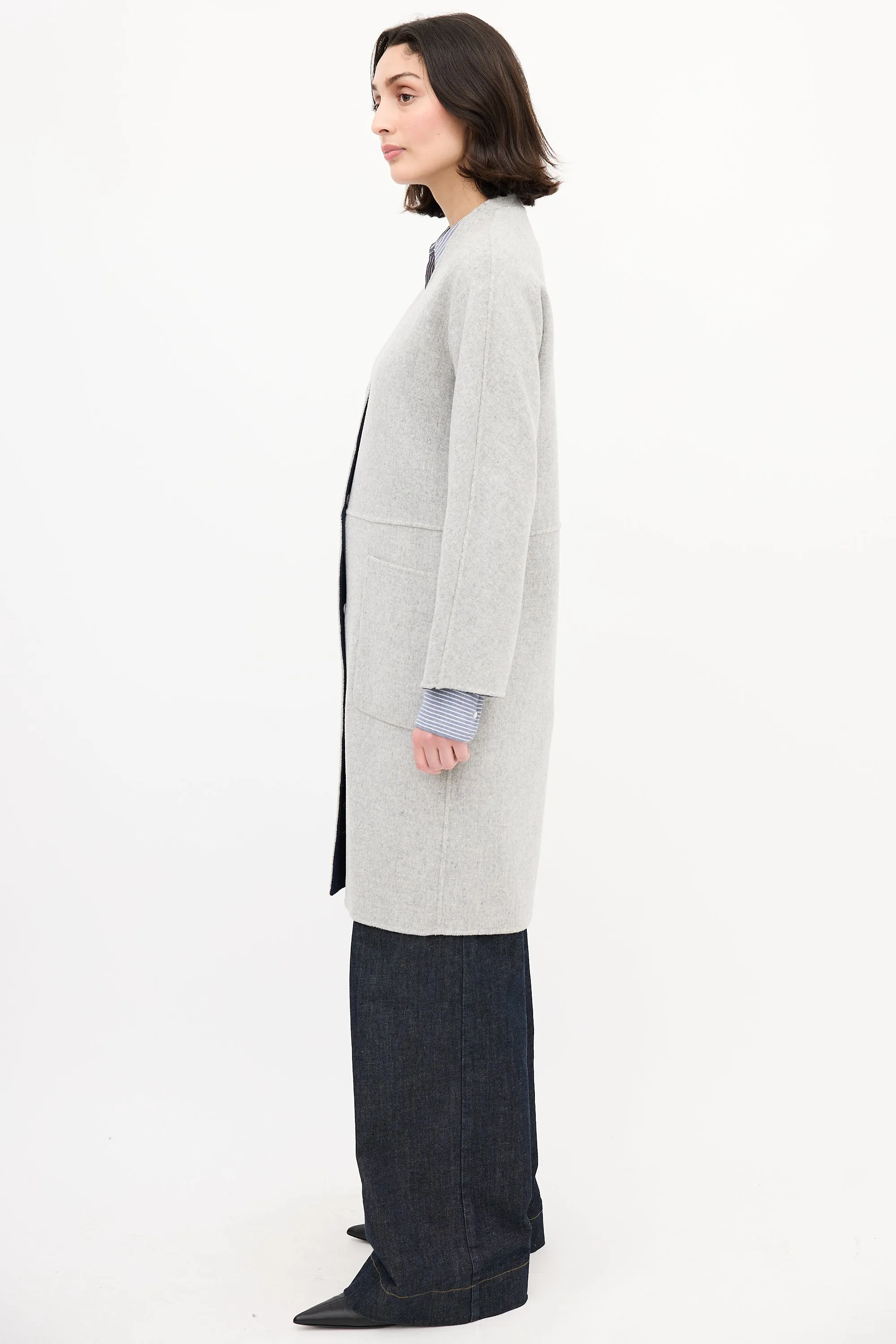 Weekend Navy & Heather Grey Wool Reversible Coat