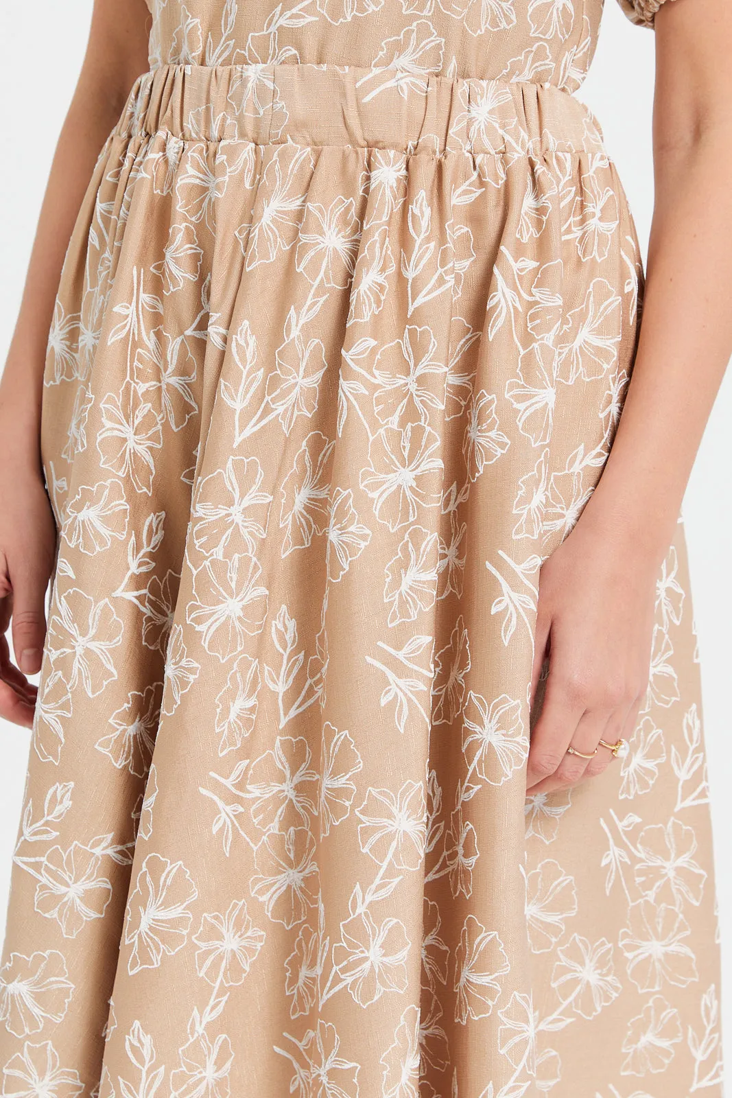 Women Beige Printed Skirt