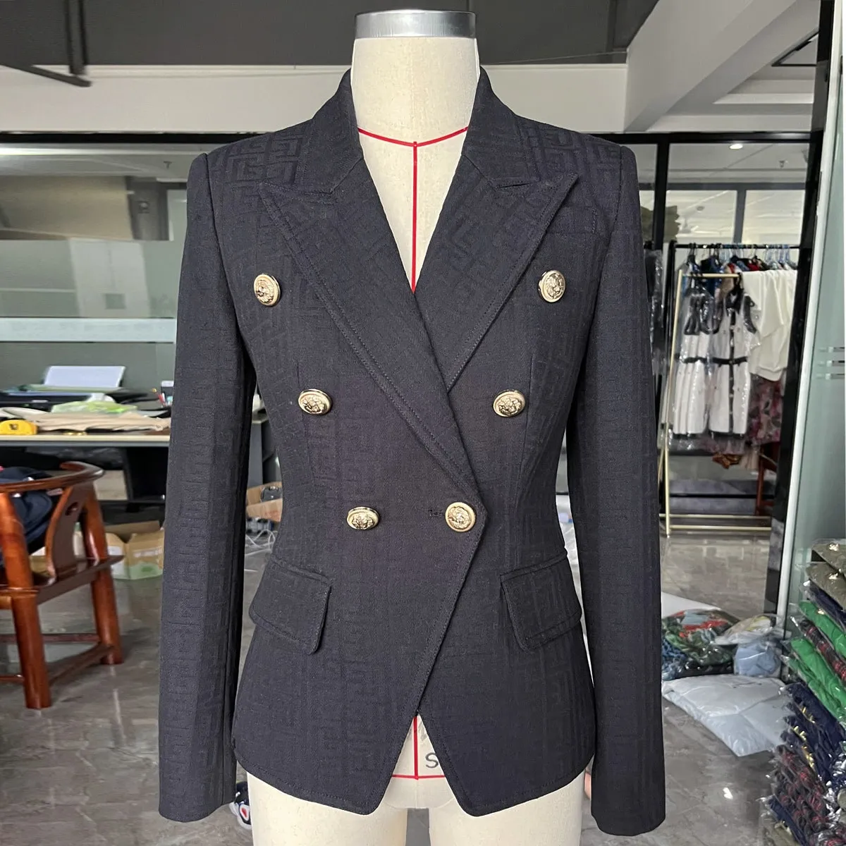 Women Double-breasted cotton blazer