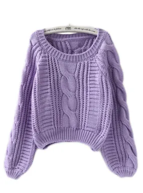 Women Sweaters And Pullovers Lantern Sleeve Short Sweater